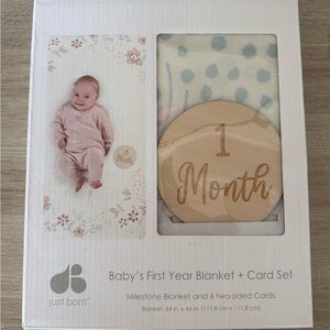 NWT Baby’s First Year Milestone Blanket and Card Set